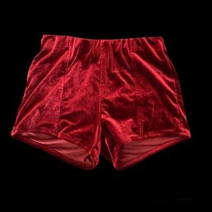Velvet high waisted mini shorts